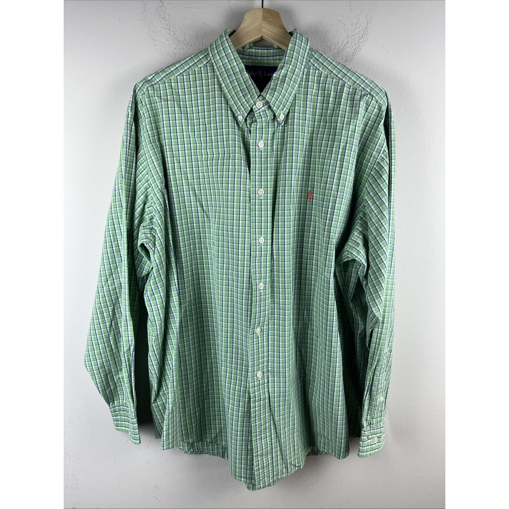 Polo Ralph Lauren Men's Green Plaid Button Down Shirt Long Sleeve Classic